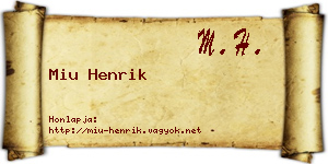 Miu Henrik névjegykártya